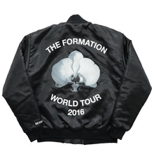 Load image into Gallery viewer, Beyoncé Black Satin Formation Tour Jacket 2016 Size: Small
